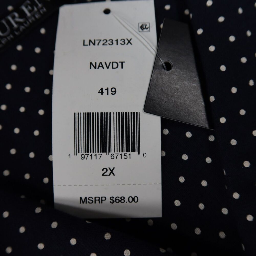 Lauren Ralph Lauren Women's Plus Size 2XL Pajama Shorts Set Navy Polka Dots NWT - Picture 12 of 16